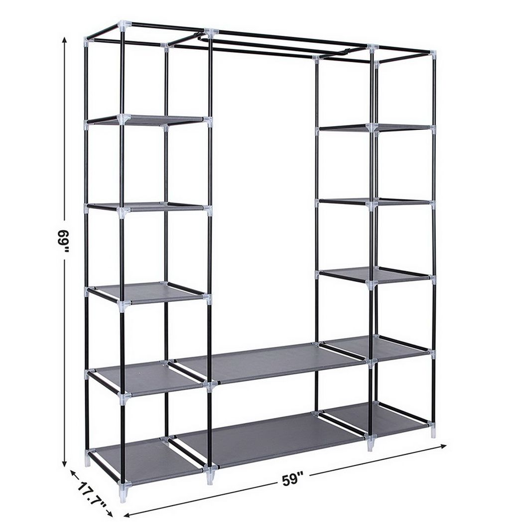 {
  "title": "69\" Portable Clothes Closet Wardrobe Storage Organizer, Gray",
  "description": ""
}