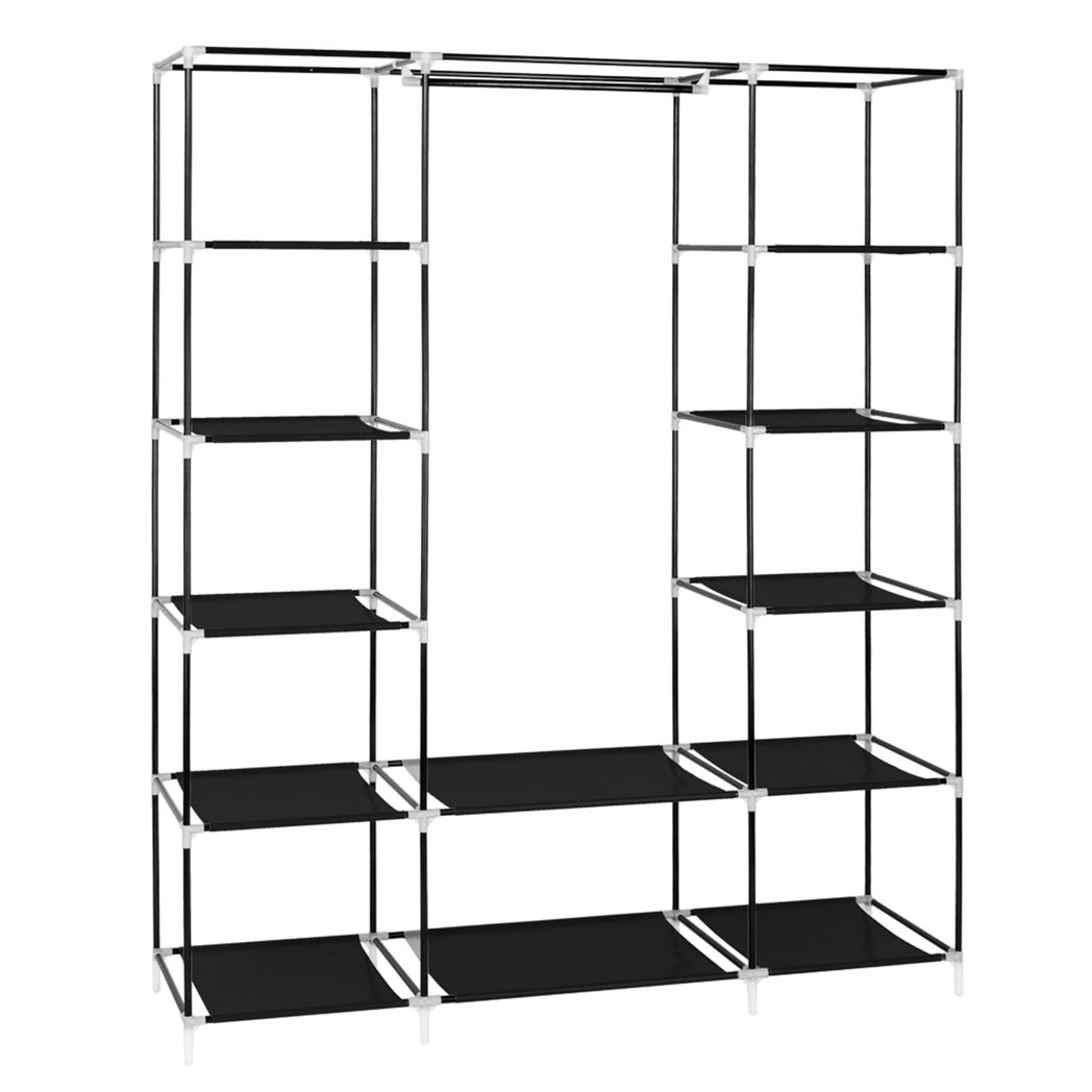 {
  "title": "Portable Clothes Closet Wardrobe Organizer (69) with Non-Woven Fabric, Black",
  "description": "Portable clothes closet wardrobe storage organizer with non-woven fabric in black. Quick and easy to assemble for extra storage."
}