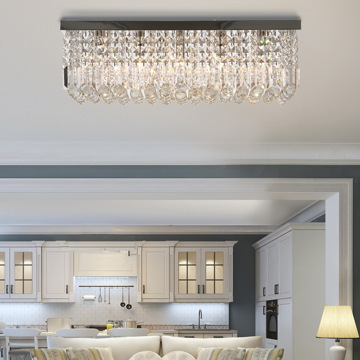 Square Crystal K9 Glass Ceiling Light