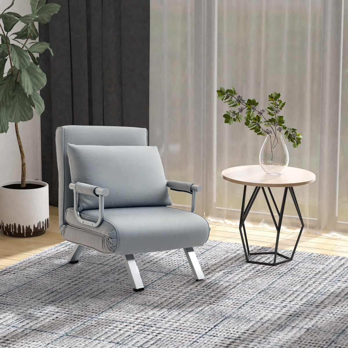 {
  "title": "Sofa Bed Foldable Portable Armchair Sleeper Lounge Pillow Light Grey",
  "description": ""
}