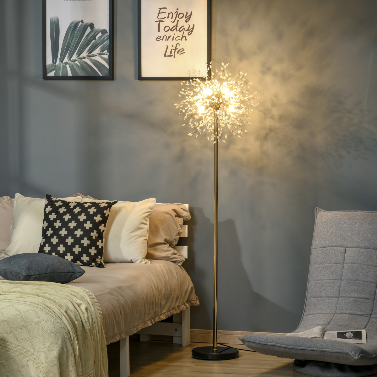 Dandelion Crystal Floor Lamp with Marble Base