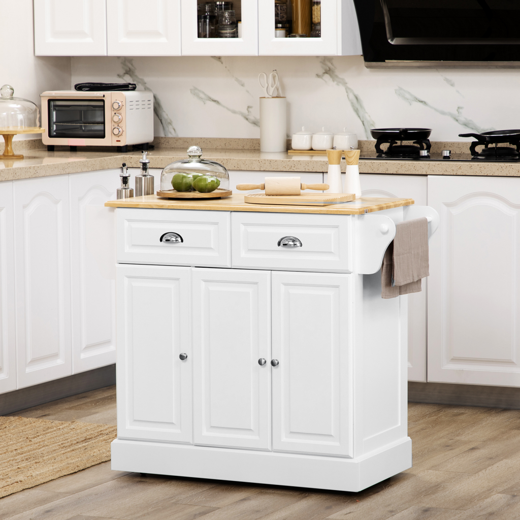 {
  "title": "Kitchen Storage Trolley with Adjustable Shelf Rolling Kitchen Island, White",
  "description": ""
}