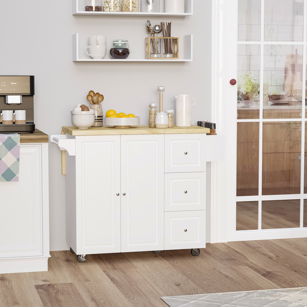 {
  "title": "Drop-Leaf Kitchen Island on Wheels Utility Storage Cart with Drawers & Cabinet",
  "description": ""
}