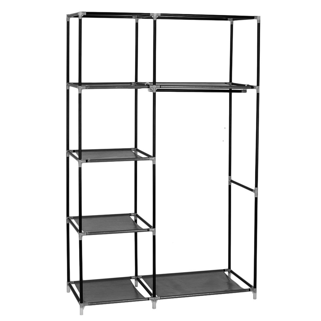 {
  "title": "Portable Closet Storage Organizer Wardrobe Clothes Rack with Shelves, Black",
  "description": "Portable closet storage organizer with a clothes rack and shelves. Designed to help organize wardrobe items."
}