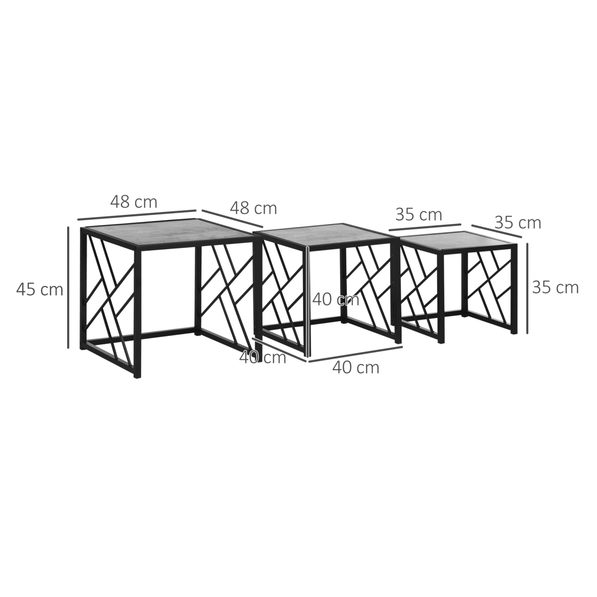 Set of 3 Grey Two-Tone Nesting Coffee Tables