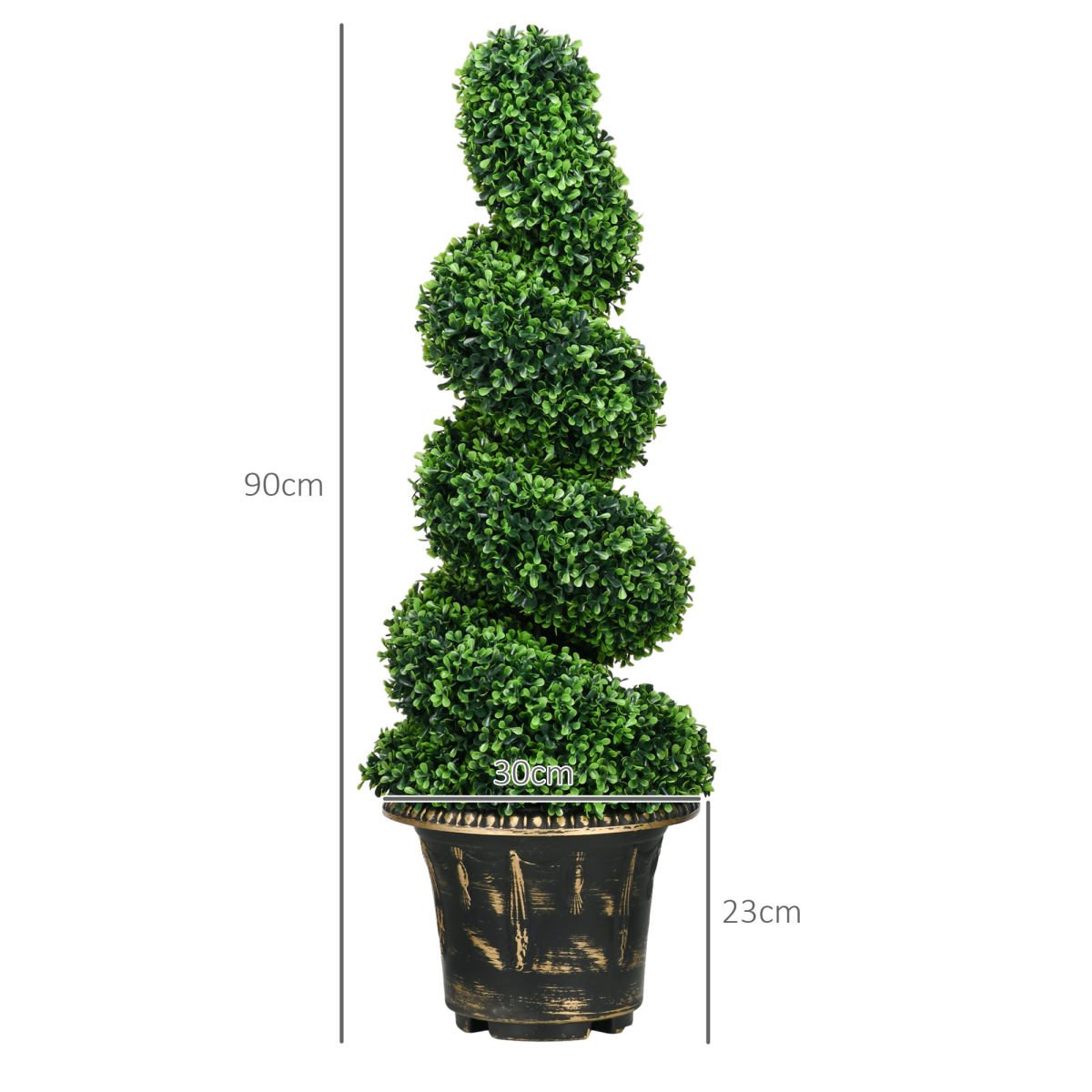 Set of two 90cm spiral boxwood topiary trees.

