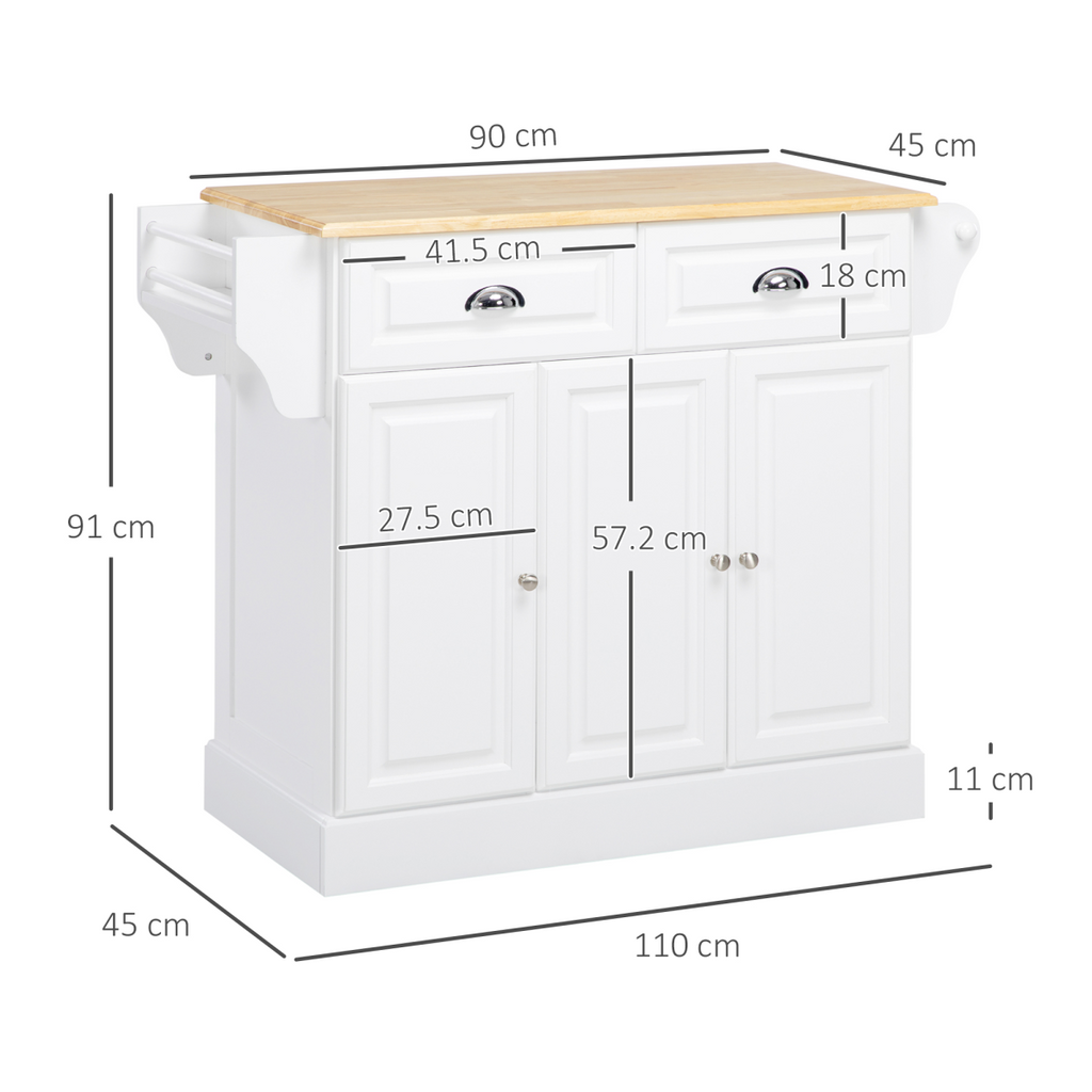 {
  "title": "Kitchen Storage Trolley with Adjustable Shelf Rolling Kitchen Island, White",
  "description": ""
}