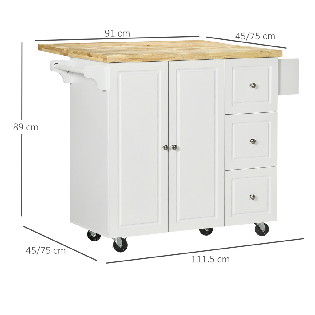 {
  "title": "Drop-Leaf Kitchen Island on Wheels Utility Storage Cart with Drawers & Cabinet",
  "description": ""
}