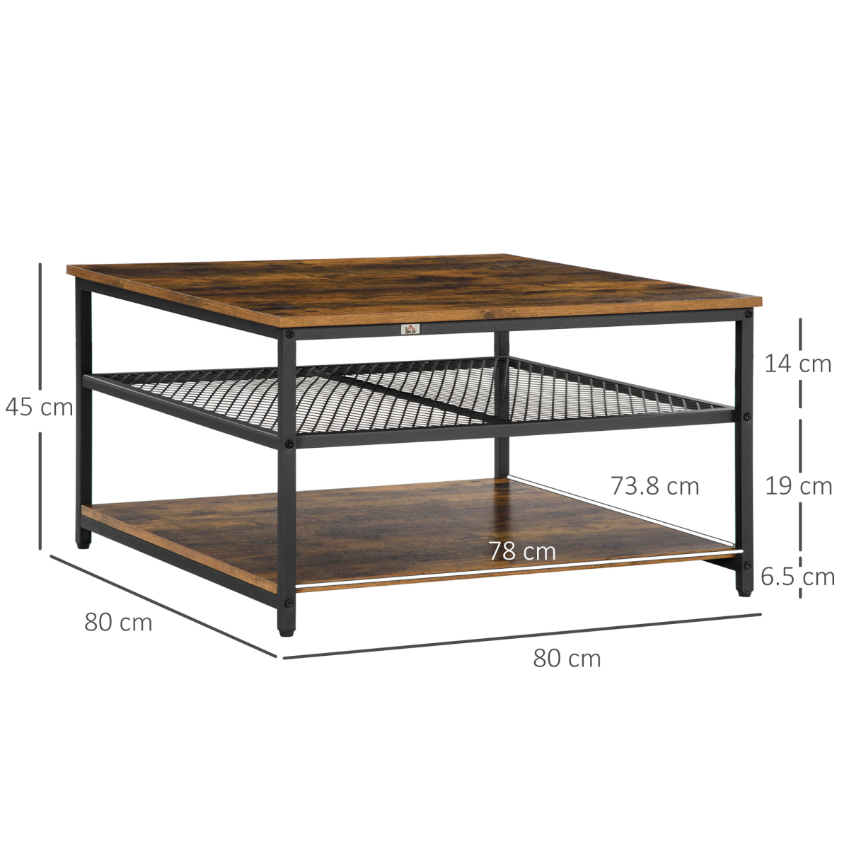 Industrial Coffee Table with Storage Shelves