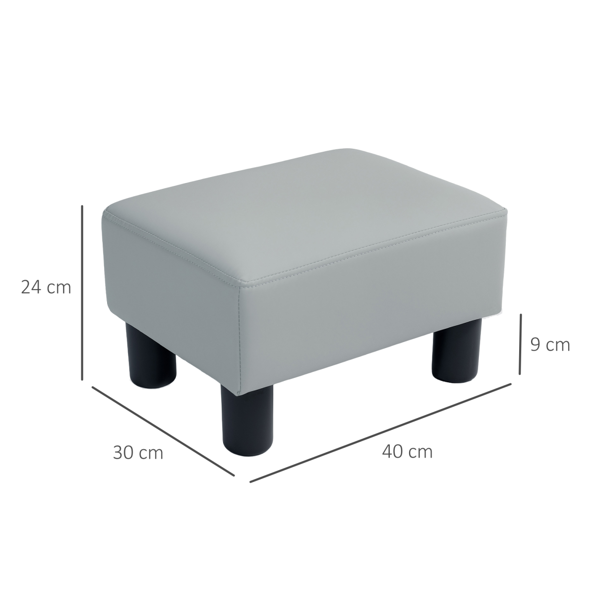 Compact Grey PU Leather Footstool