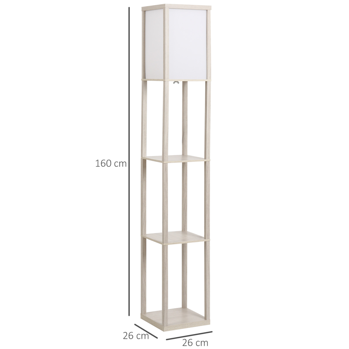 “4‑tier floor lamp with storage shelves — grey modern lighting design”