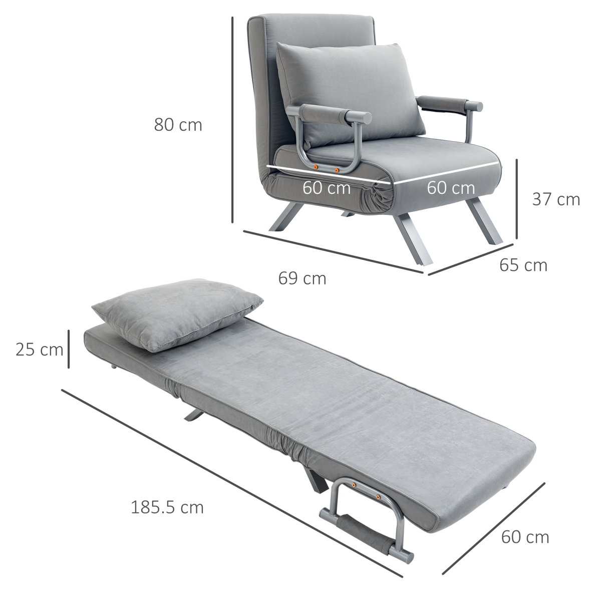 {
  "title": "Sofa Bed Foldable Portable Armchair Sleeper Lounge Pillow Light Grey",
  "description": ""
}