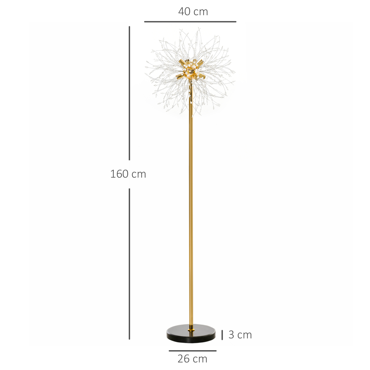 Dandelion Crystal Floor Lamp with Marble Base
