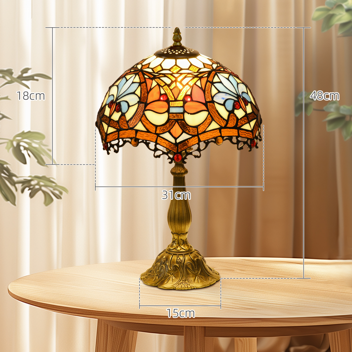 Antique Sunflower Stained Glass Table Lamp