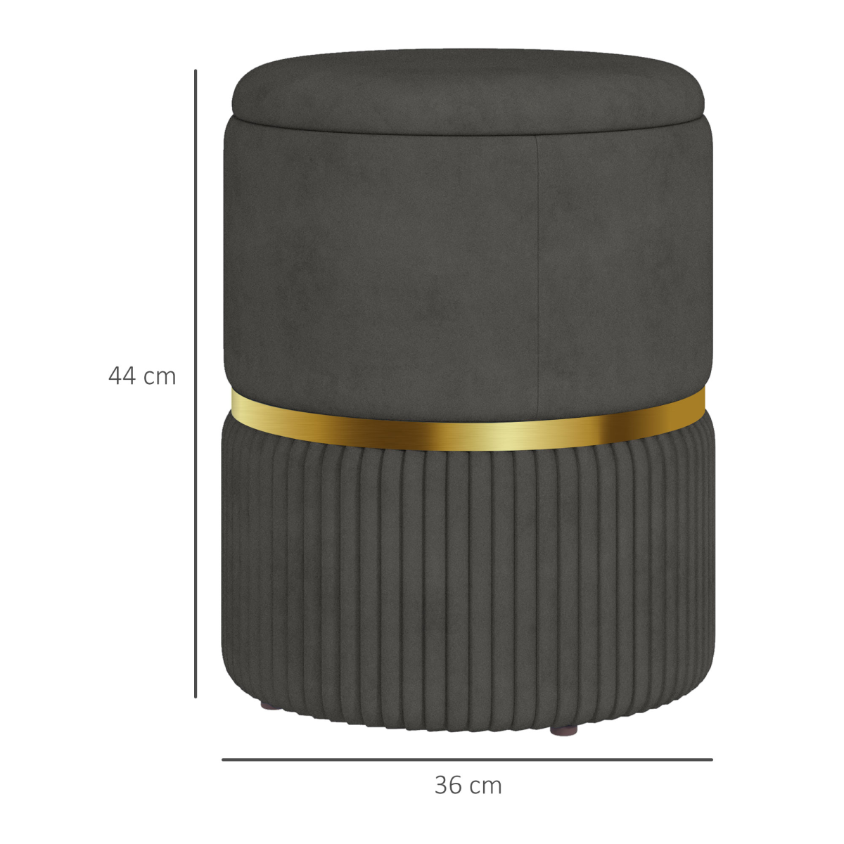 “Round storage pouffe with cushioned top — modern footstool”