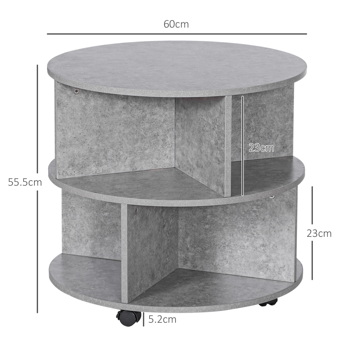 A modern 2‑tier round coffee table with a cement‑effect finish and practical open storage. Perfect for stylish, organised living rooms. Shop The Cosy Nest.
