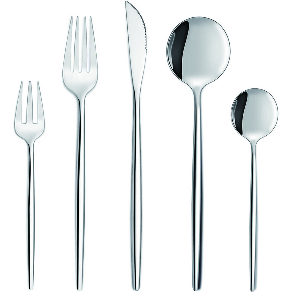 30pc CUTLERY DINNER SET STAINLESS STEEL METAL STAND RACK FORKS TEA SPOONS POLISH