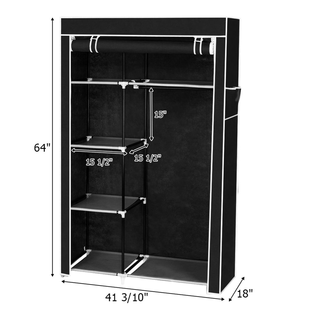 {
  "title": "Portable Closet Storage Organizer Wardrobe Clothes Rack with Shelves, Black",
  "description": "Portable closet storage organizer with a clothes rack and shelves. Designed to help organize wardrobe items."
}