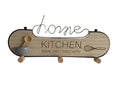 AcaciaHome Durable & Modern Wall Mounted Wooden Kitchen Shelf with 3 Iron Hooks, Floating MDF & Iron Storage Rack, Mug Cup Holder Display Organiser for Kitchen, Bathroom, Entryway, Hallway & Office