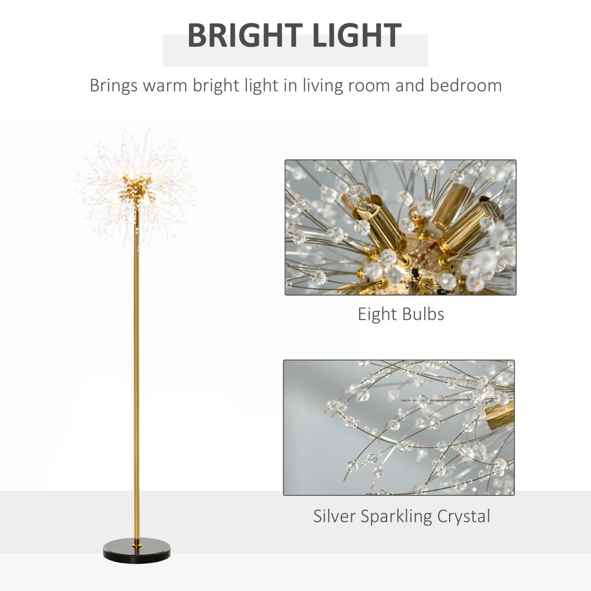 Dandelion Crystal Floor Lamp with Marble Base