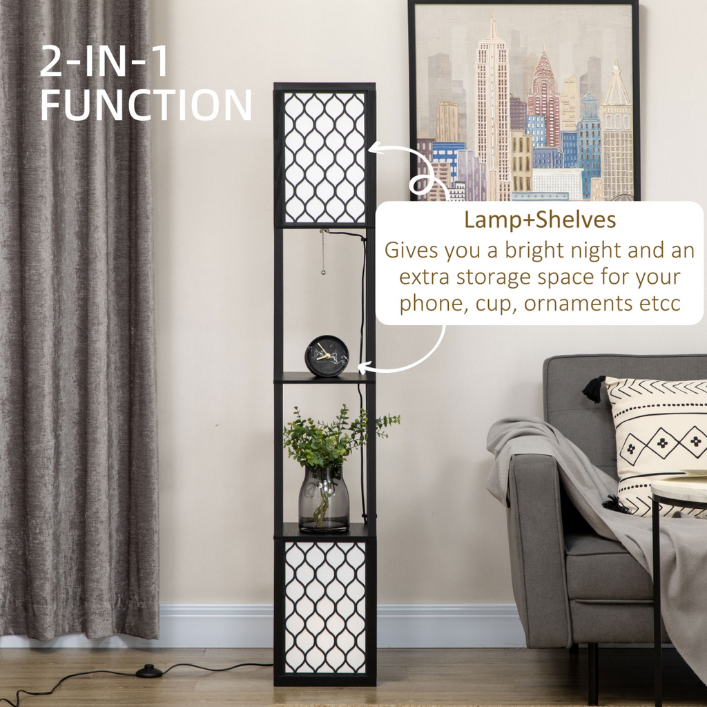 {
  "title": "Floor Lamp with Shelves, 2-Light Modern Standing Lamp for Living Room Bedroom",
  "description": ""
}