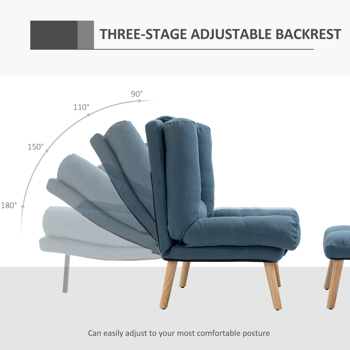 3-Position Recliner Chair with Ottoman