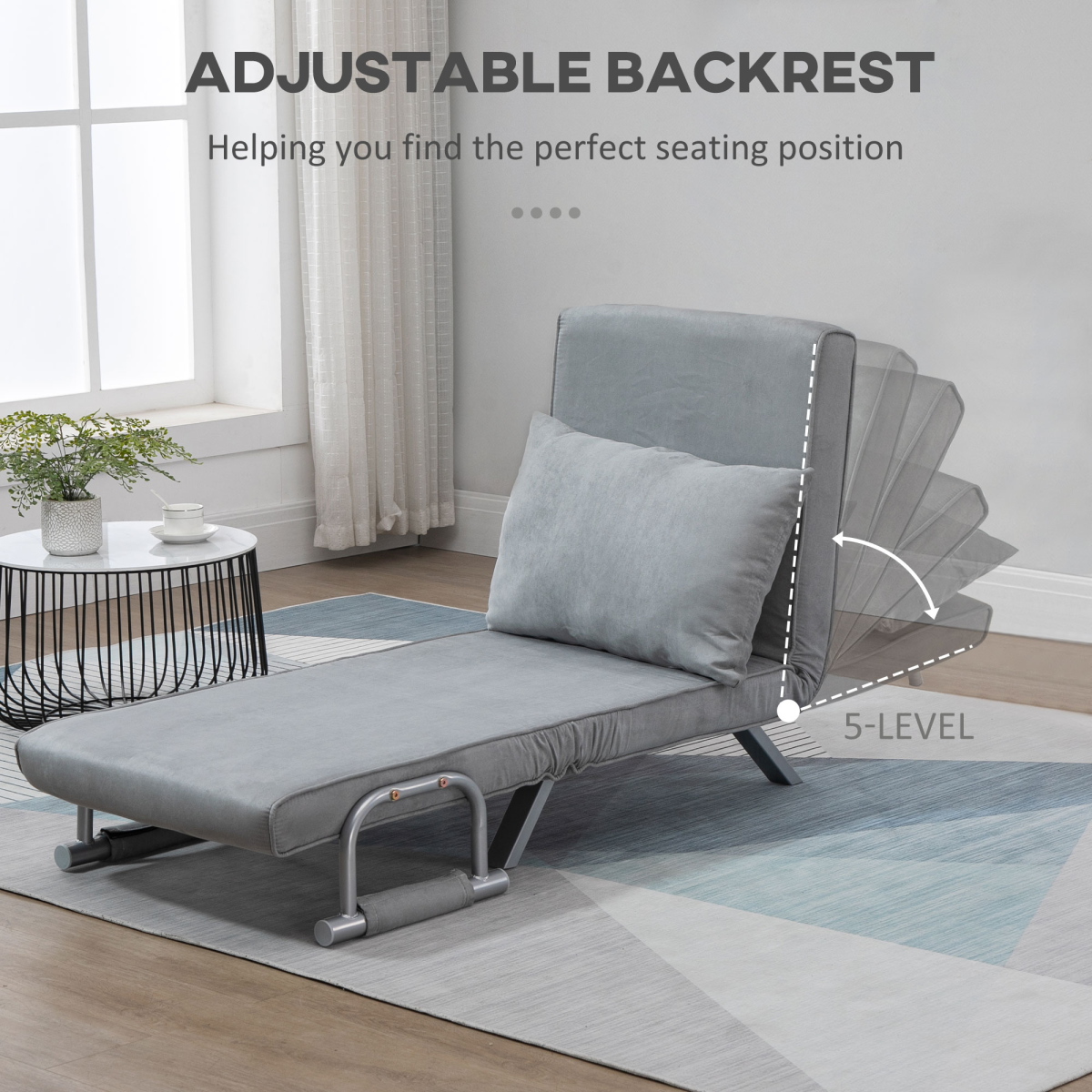 {
  "title": "Sofa Bed Foldable Portable Armchair Sleeper Lounge Pillow Light Grey",
  "description": ""
}
