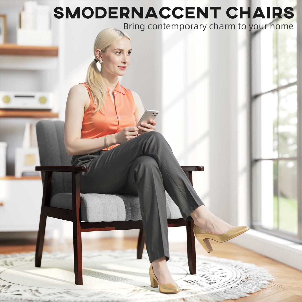 Channel Tufted Linen Accent Chair