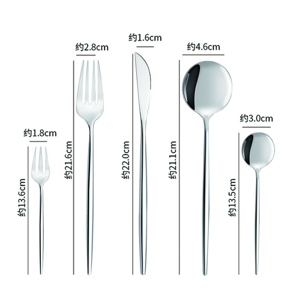 30pc CUTLERY DINNER SET STAINLESS STEEL METAL STAND RACK FORKS TEA SPOONS POLISH