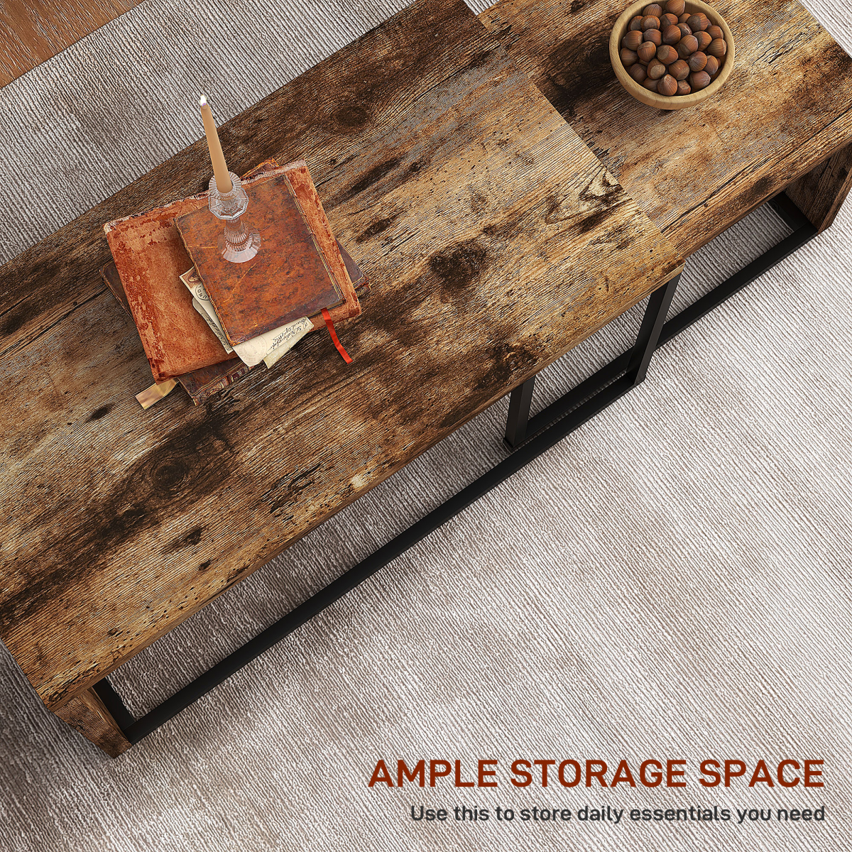 Set of 2 Warm Wood-Effect Nesting Coffee Tables