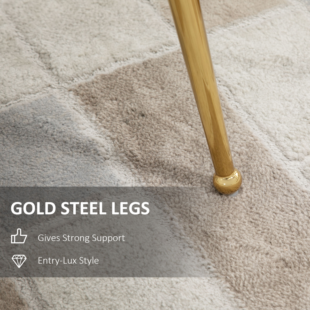 High Back Grey Velvet Shell Accent Chair with Gold Legs