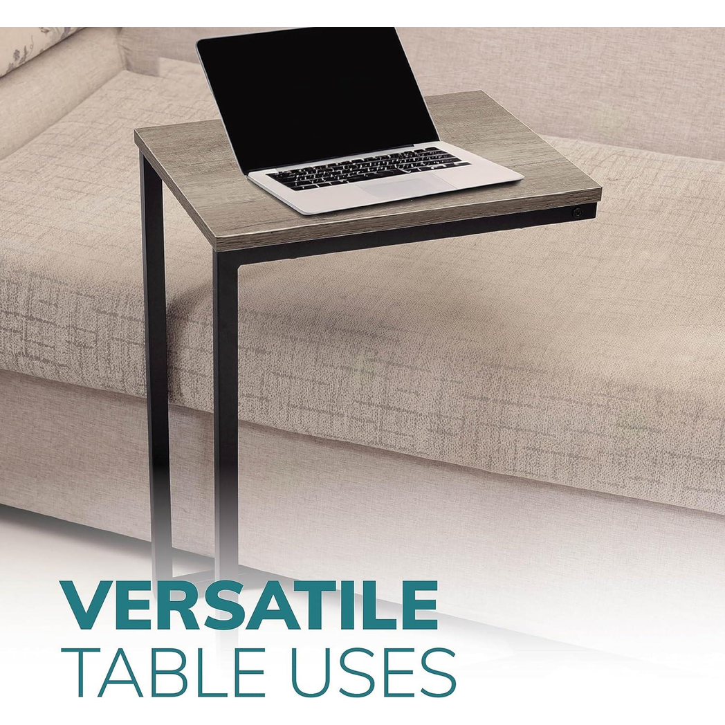 Black C‑shaped slide‑under side table.