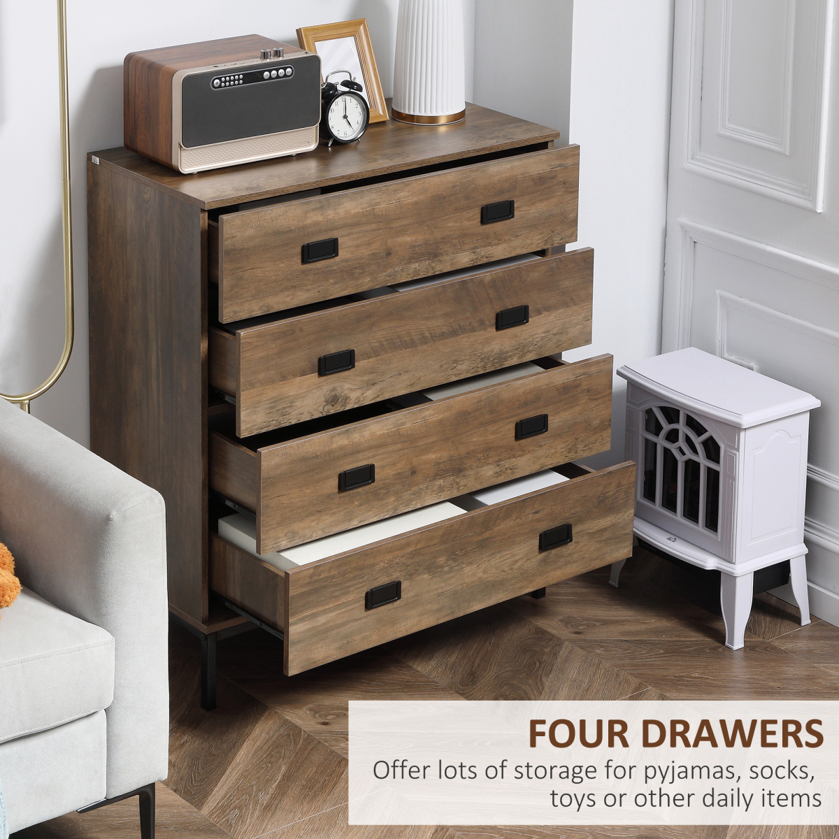 “4‑drawer chest — modern storage unit for bedroom and living room”
