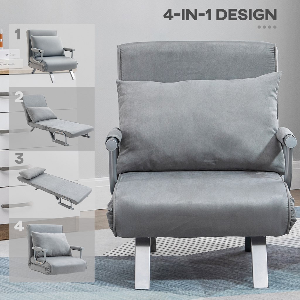 {
  "title": "Sofa Bed Foldable Portable Armchair Sleeper Lounge Pillow Light Grey",
  "description": ""
}