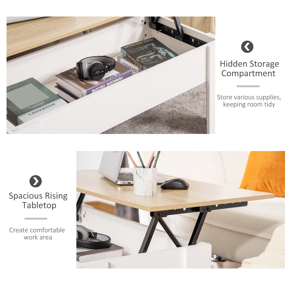 “Lift‑top coffee table with hidden storage — modern living room design”