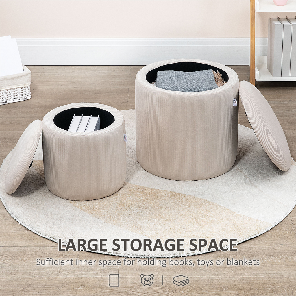 {
  "title": "Modern Fabric Storage Ottomans with Removable Lids, Set of 2, Cream White",
  "description": "Set of 2 modern fabric storage ottomans in cream white, each with a removable lid for easy access to stored items."
}