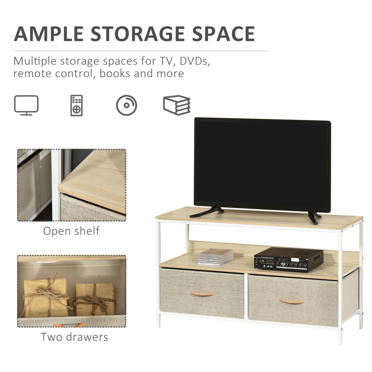 TV Cabinet with Foldable Linen Drawers