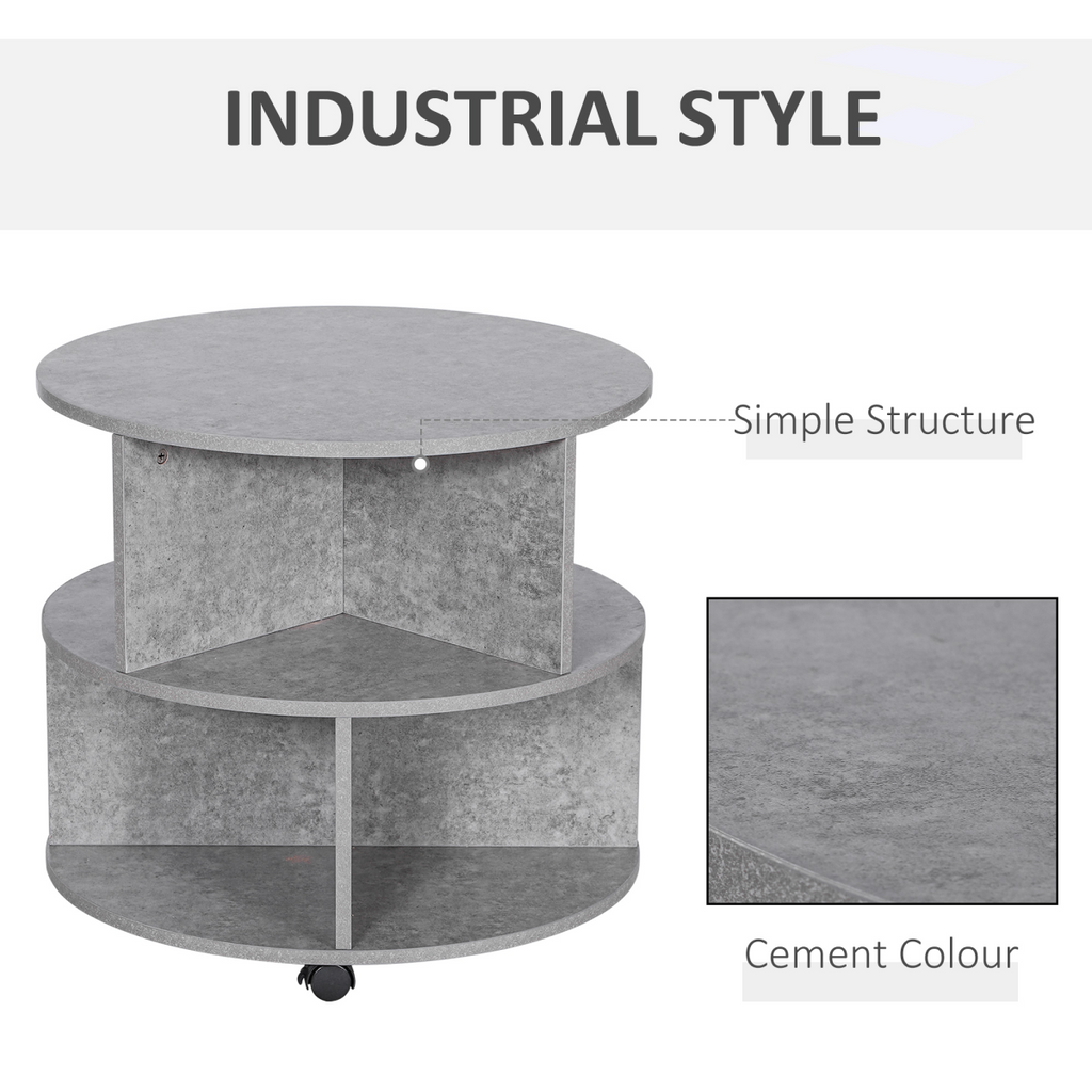 A modern 2‑tier round coffee table with a cement‑effect finish and practical open storage. Perfect for stylish, organised living rooms. Shop The Cosy Nest.