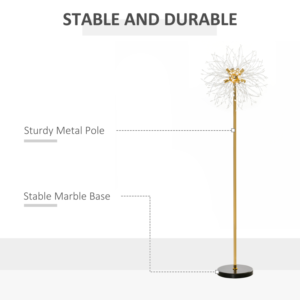 Dandelion Crystal Floor Lamp with Marble Base