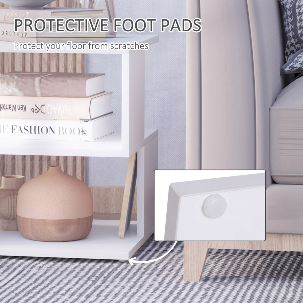 {
  "title": "Modern Square 2-Tier Wood Coffee Side Table Storage Shelf Rack, White",
  "description": "Two-tier square side table made from wood with a white finish. Provides storage and display space with two open tiers."
}