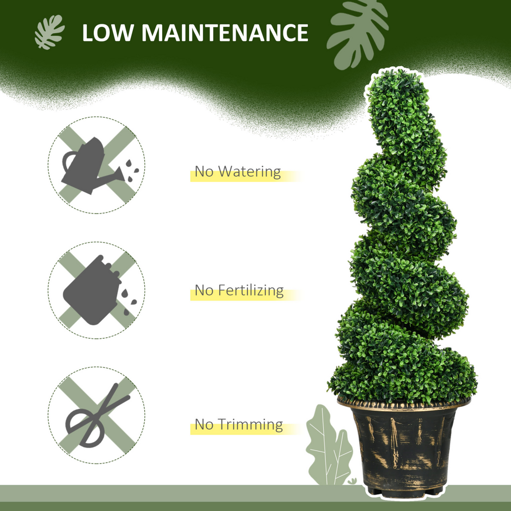 Set of two 90cm spiral boxwood topiary trees.
