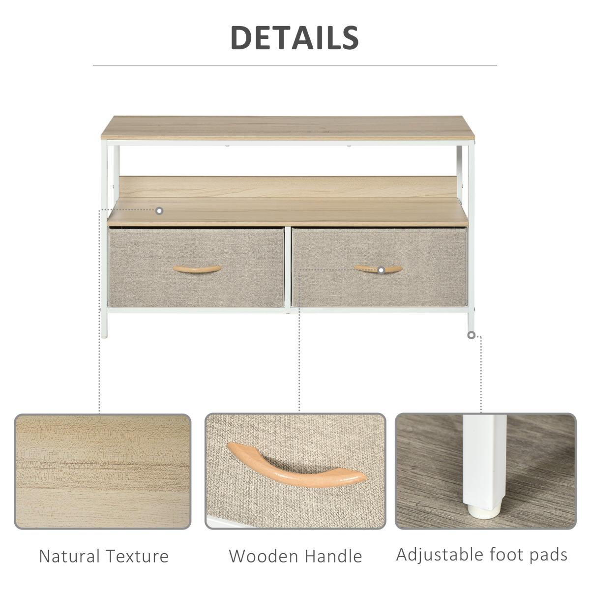 TV Cabinet with Foldable Linen Drawers