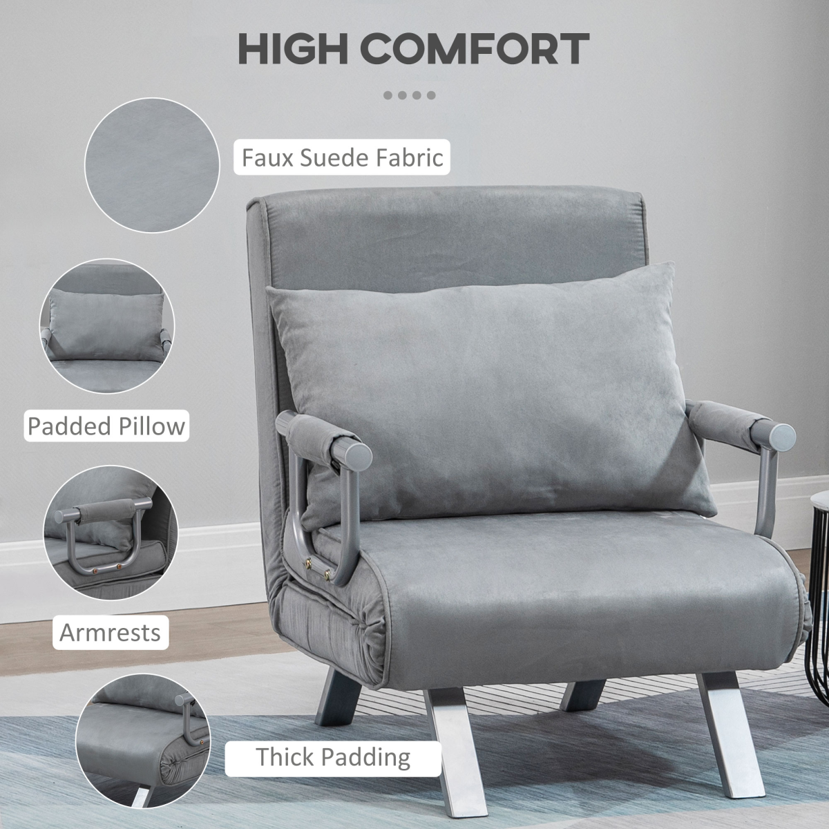 {
  "title": "Sofa Bed Foldable Portable Armchair Sleeper Lounge Pillow Light Grey",
  "description": ""
}