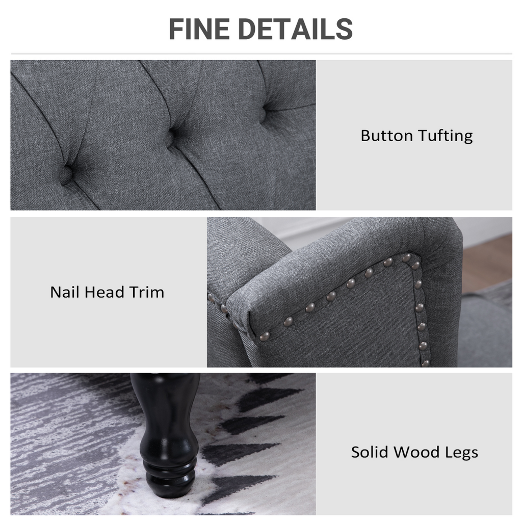 Light grey fabric recliner armchair with footrest.