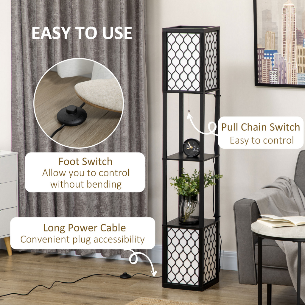 {
  "title": "Floor Lamp with Shelves, 2-Light Modern Standing Lamp for Living Room Bedroom",
  "description": ""
}