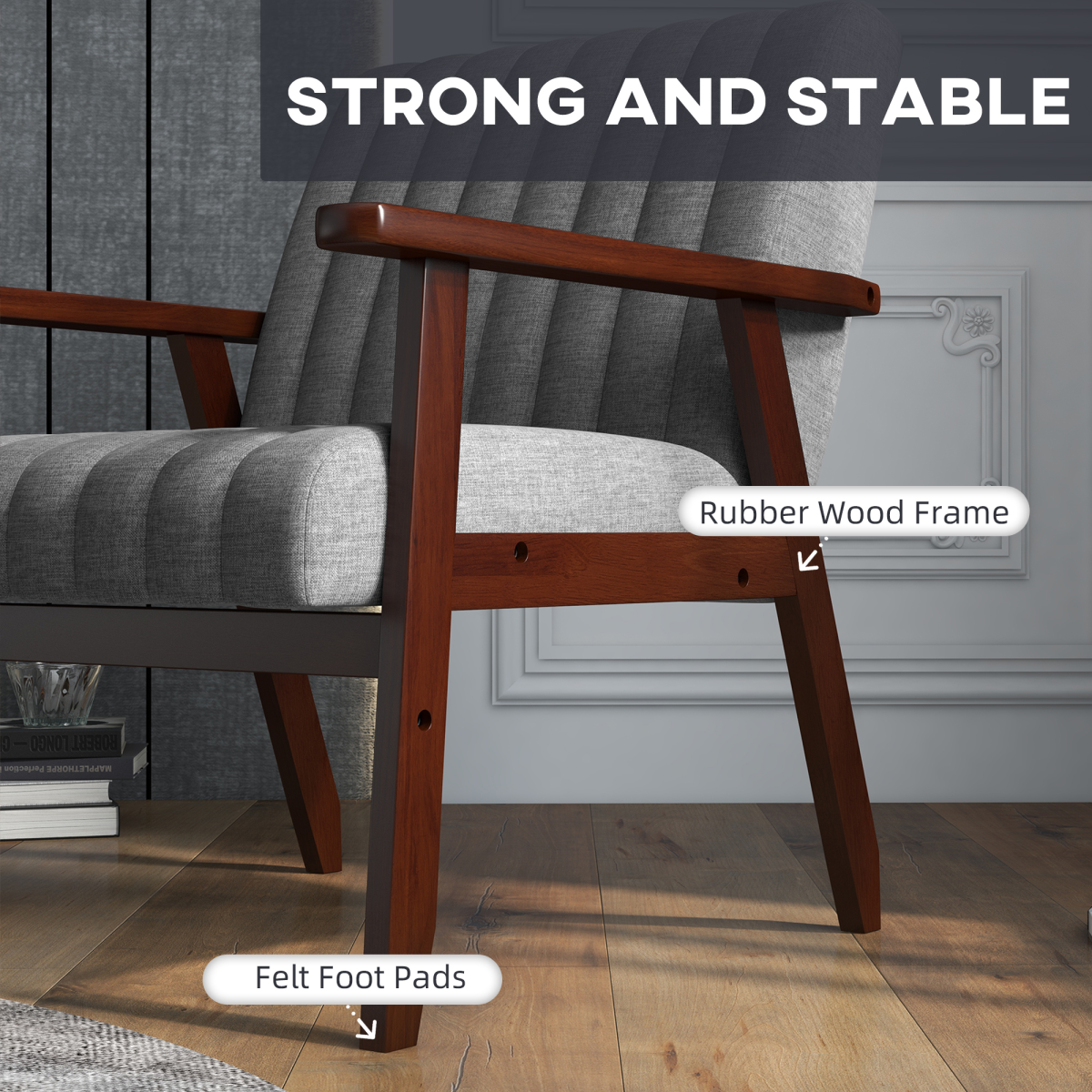 Channel Tufted Linen Accent Chair