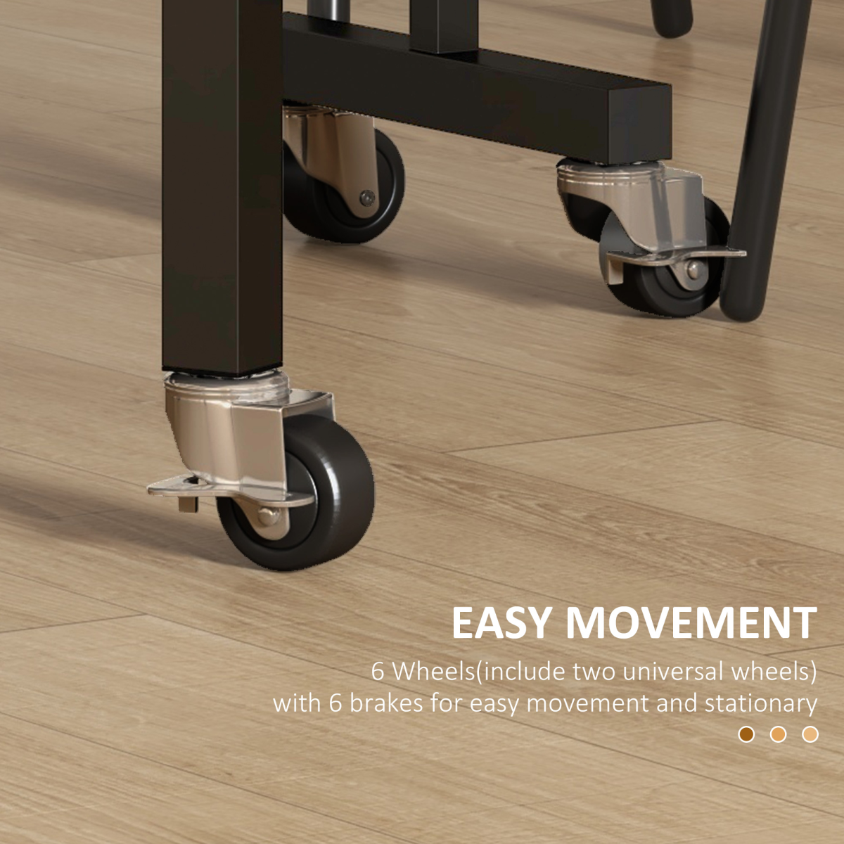 “Grey drop‑leaf folding dining table on wheels with storage shelves”
