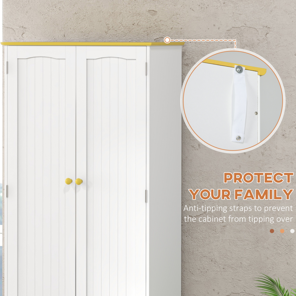 {
  "title": "Freestanding Kitchen Cupboard 4-Door Storage Cabinet, White, 4 Shelves",
  "description": "Freestanding kitchen cupboard with four doors and four shelves for storage. White finish."
}