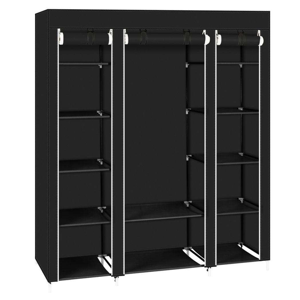 {
  "title": "Portable Clothes Closet Wardrobe Organizer (69) with Non-Woven Fabric, Black",
  "description": "Portable clothes closet wardrobe storage organizer with non-woven fabric in black. Quick and easy to assemble for extra storage."
}