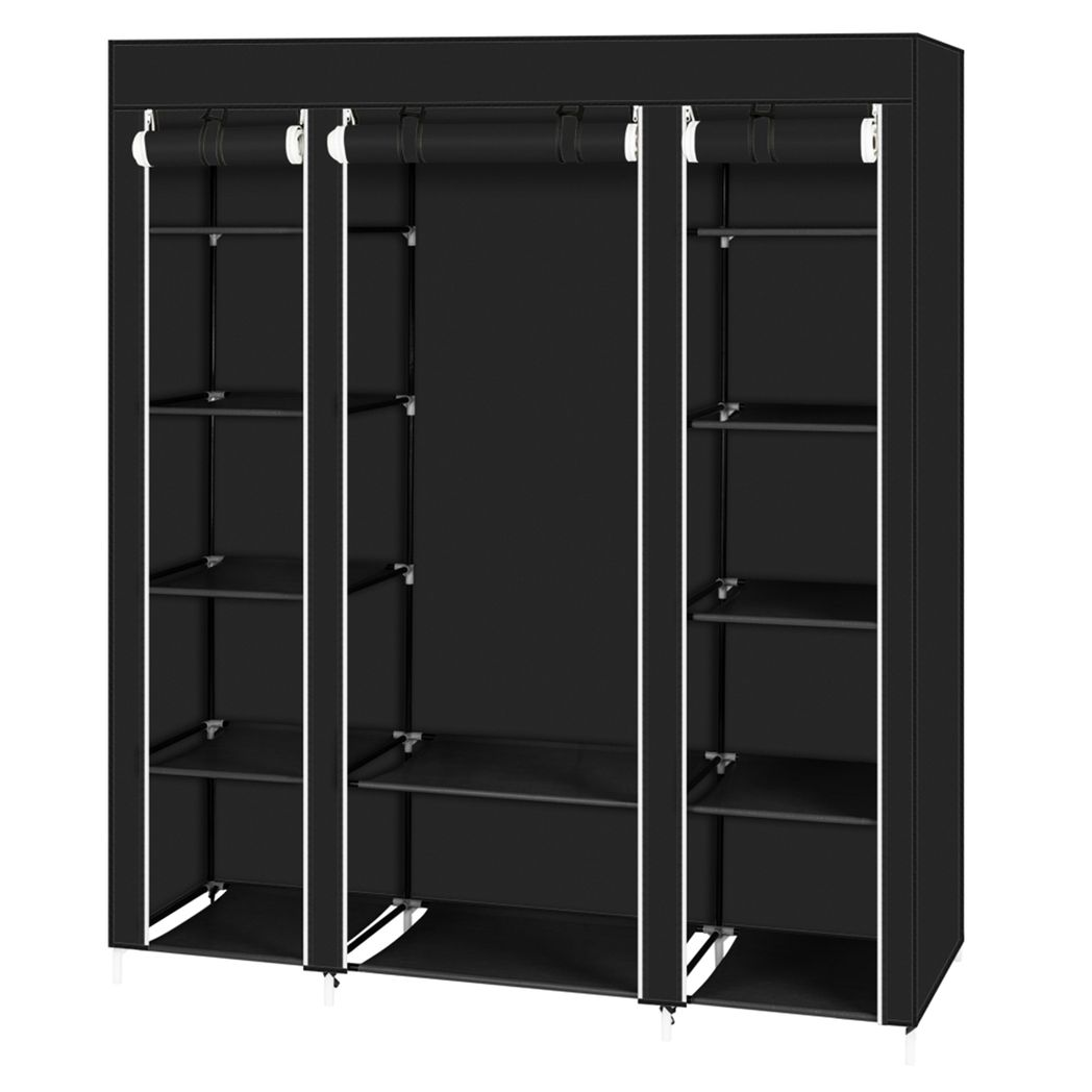 {
  "title": "Portable Clothes Closet Wardrobe Organizer (69) with Non-Woven Fabric, Black",
  "description": "Portable clothes closet wardrobe storage organizer with non-woven fabric in black. Quick and easy to assemble for extra storage."
}
